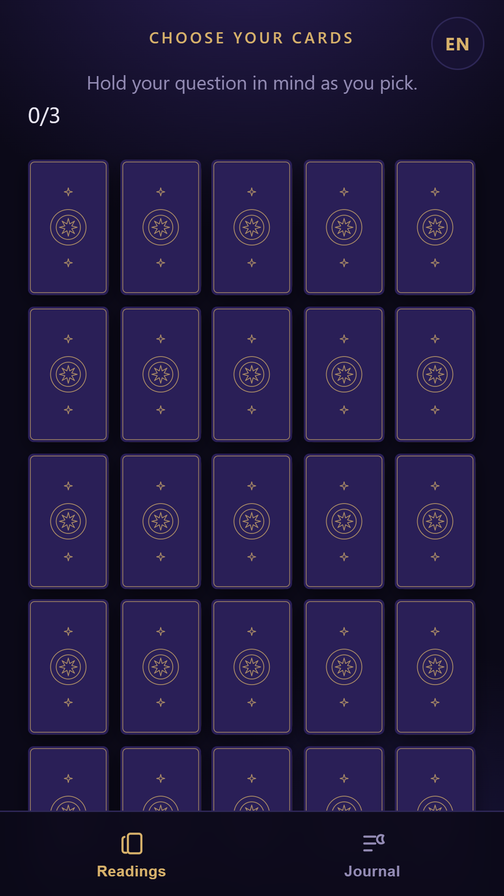 Pick your own cards from a shuffled spread